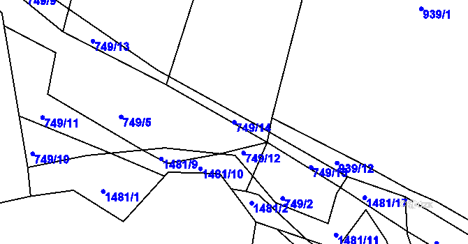 Parcela st. 749/14 v KÚ Krč u Protivína, Katastrální mapa