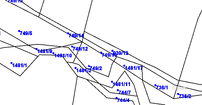 Parcela st. 749/15 v KÚ Krč u Protivína, Katastrální mapa