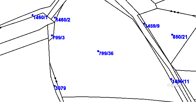 Parcela st. 799/36 v KÚ Krč u Protivína, Katastrální mapa