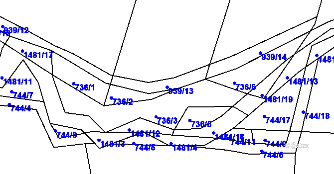 Parcela st. 939/13 v KÚ Krč u Protivína, Katastrální mapa