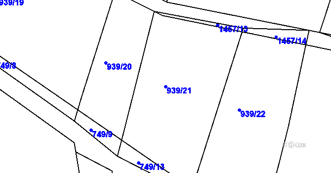 Parcela st. 939/21 v KÚ Krč u Protivína, Katastrální mapa