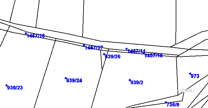 Parcela st. 939/26 v KÚ Krč u Protivína, Katastrální mapa