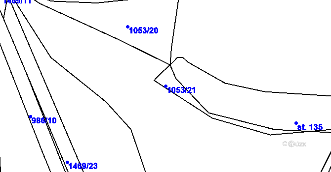 Parcela st. 1053/21 v KÚ Krč u Protivína, Katastrální mapa