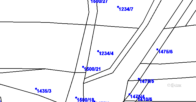 Parcela st. 1234/4 v KÚ Krč u Protivína, Katastrální mapa
