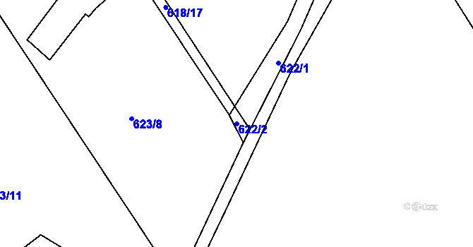 Parcela st. 622/2 v KÚ Krč u Protivína, Katastrální mapa
