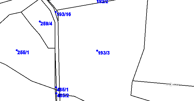 Parcela st. 193/3 v KÚ Těšínov u Protivína, Katastrální mapa