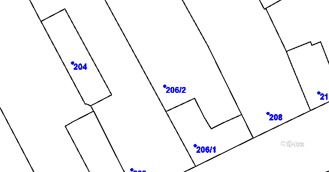 Parcela st. 206/2 v KÚ Záboří u Protivína, Katastrální mapa