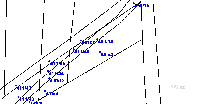 Parcela st. 415/4 v KÚ Záboří u Protivína, Katastrální mapa