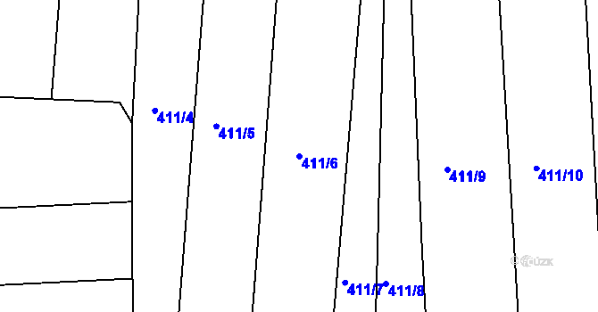 Parcela st. 411/6 v KÚ Záboří u Protivína, Katastrální mapa