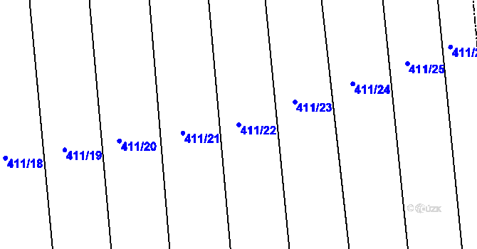 Parcela st. 411/22 v KÚ Záboří u Protivína, Katastrální mapa