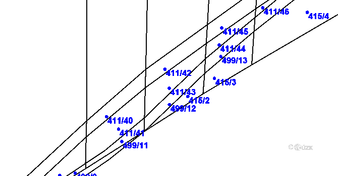 Parcela st. 411/43 v KÚ Záboří u Protivína, Katastrální mapa