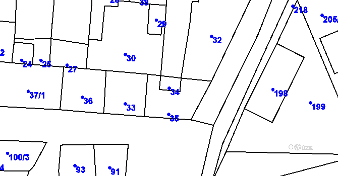 Parcela st. 34 v KÚ Krčmaň, Katastrální mapa
