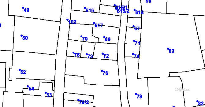 Parcela st. 72 v KÚ Krčmaň, Katastrální mapa