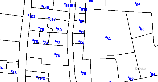 Parcela st. 74 v KÚ Krčmaň, Katastrální mapa