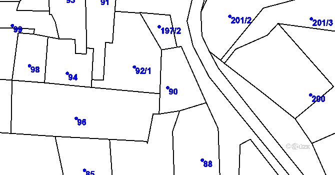 Parcela st. 90 v KÚ Krčmaň, Katastrální mapa