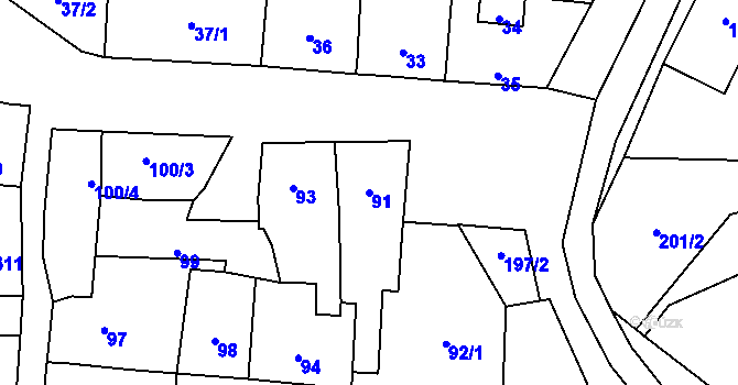 Parcela st. 91 v KÚ Krčmaň, Katastrální mapa