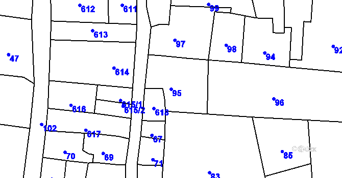 Parcela st. 95 v KÚ Krčmaň, Katastrální mapa