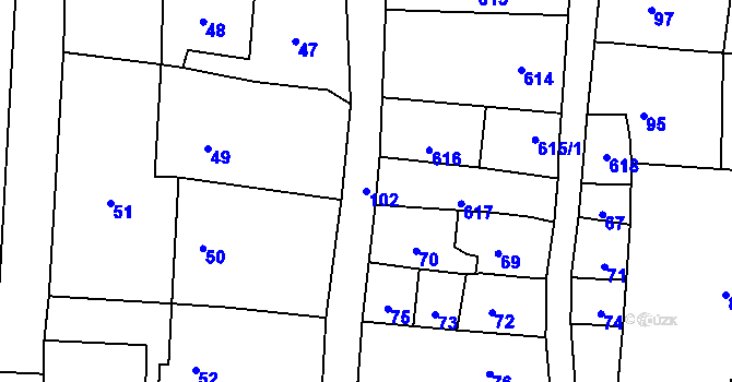 Parcela st. 102 v KÚ Krčmaň, Katastrální mapa