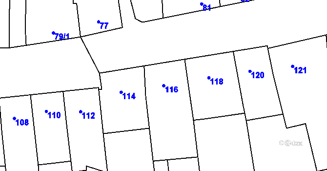 Parcela st. 116 v KÚ Krčmaň, Katastrální mapa
