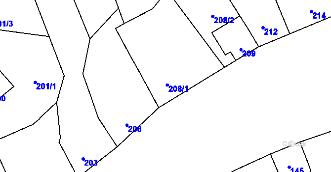 Parcela st. 208 v KÚ Krčmaň, Katastrální mapa
