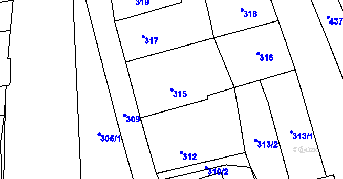 Parcela st. 315 v KÚ Krčmaň, Katastrální mapa