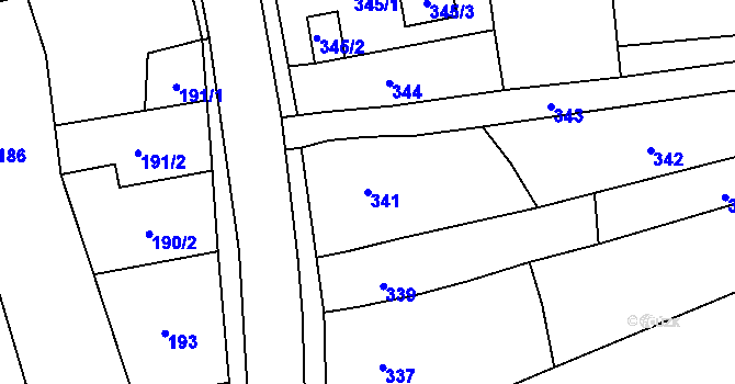 Parcela st. 341 v KÚ Krčmaň, Katastrální mapa