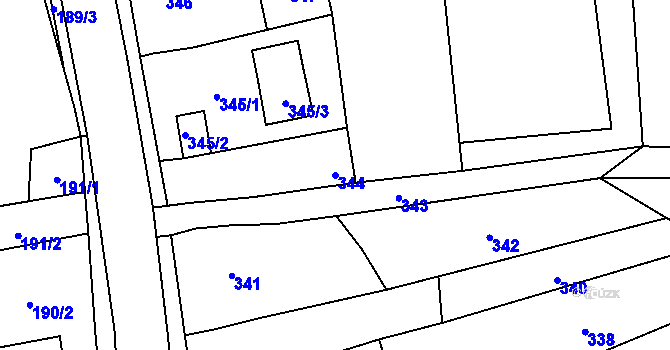 Parcela st. 344 v KÚ Krčmaň, Katastrální mapa