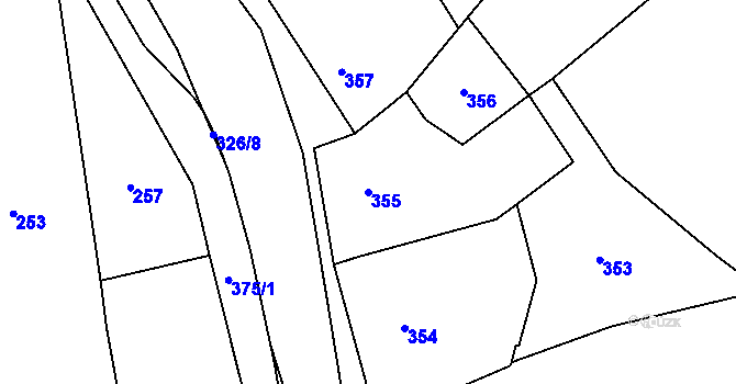 Parcela st. 355 v KÚ Krčmaň, Katastrální mapa