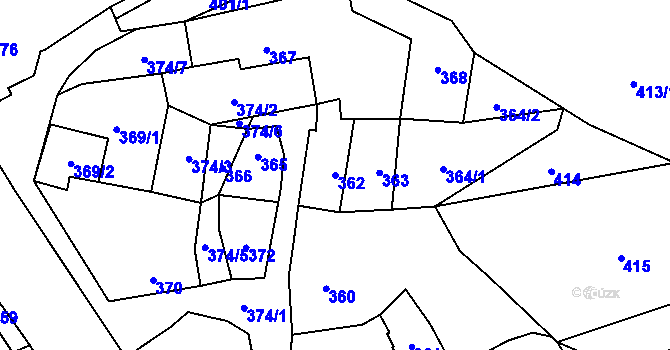 Parcela st. 362 v KÚ Krčmaň, Katastrální mapa