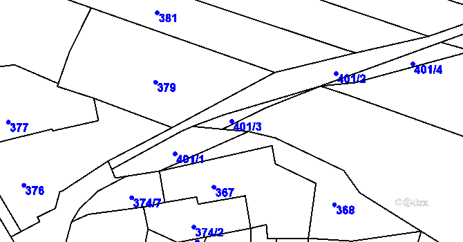 Parcela st. 401/3 v KÚ Krčmaň, Katastrální mapa