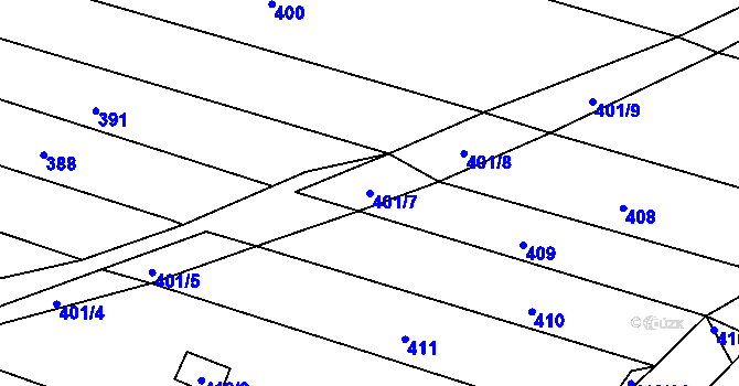 Parcela st. 401/7 v KÚ Krčmaň, Katastrální mapa