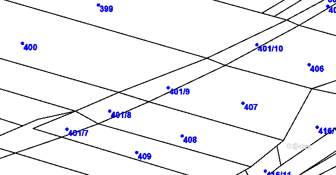Parcela st. 401/9 v KÚ Krčmaň, Katastrální mapa