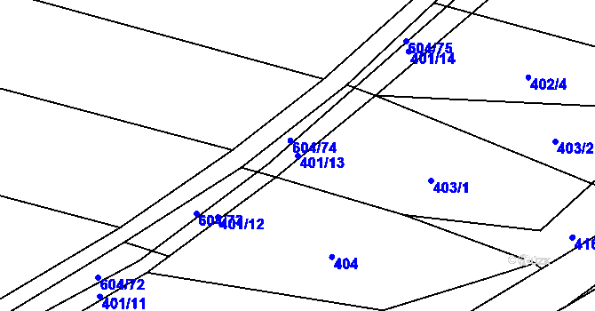 Parcela st. 401/13 v KÚ Krčmaň, Katastrální mapa