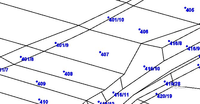 Parcela st. 407 v KÚ Krčmaň, Katastrální mapa