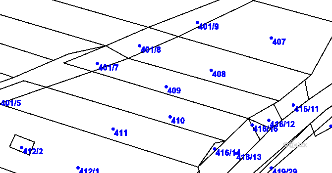 Parcela st. 409 v KÚ Krčmaň, Katastrální mapa