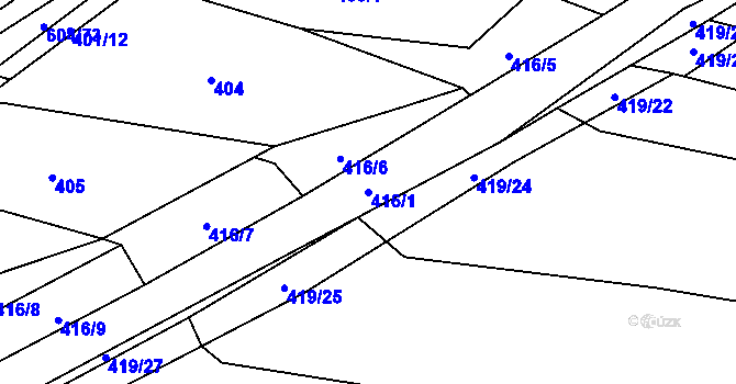 Parcela st. 416/1 v KÚ Krčmaň, Katastrální mapa