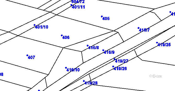Parcela st. 416/8 v KÚ Krčmaň, Katastrální mapa