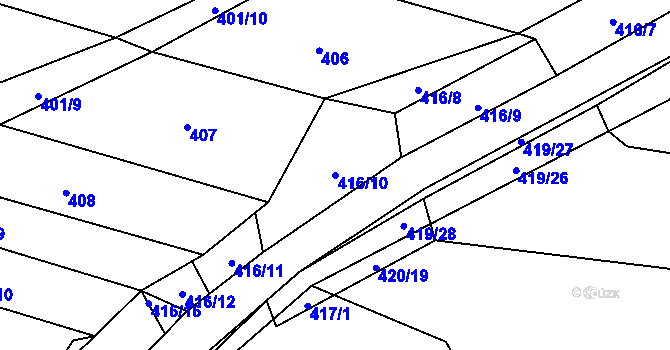Parcela st. 416/10 v KÚ Krčmaň, Katastrální mapa