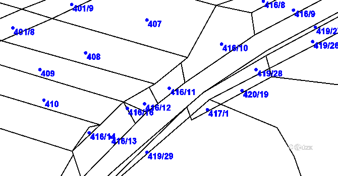 Parcela st. 416/11 v KÚ Krčmaň, Katastrální mapa