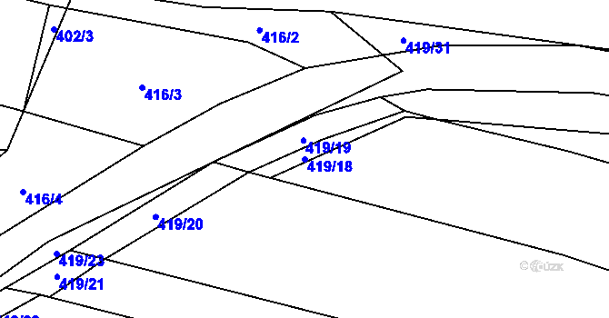 Parcela st. 419/18 v KÚ Krčmaň, Katastrální mapa