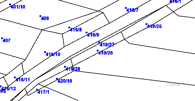 Parcela st. 419/26 v KÚ Krčmaň, Katastrální mapa