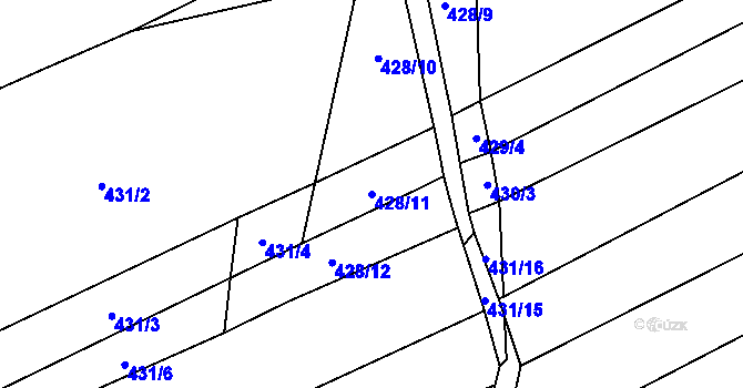 Parcela st. 428/11 v KÚ Krčmaň, Katastrální mapa
