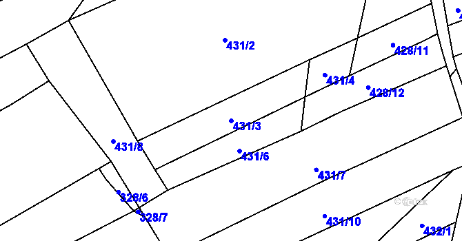 Parcela st. 431/3 v KÚ Krčmaň, Katastrální mapa