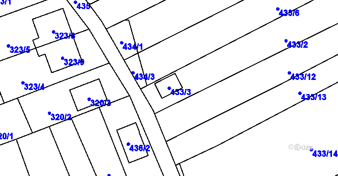 Parcela st. 433/3 v KÚ Krčmaň, Katastrální mapa