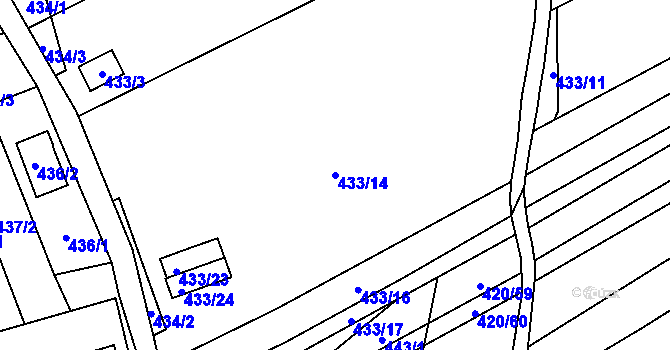 Parcela st. 433/14 v KÚ Krčmaň, Katastrální mapa
