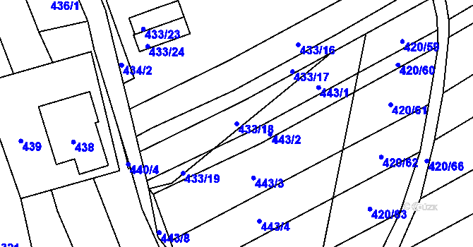 Parcela st. 433/18 v KÚ Krčmaň, Katastrální mapa