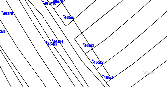 Parcela st. 465/3 v KÚ Krčmaň, Katastrální mapa