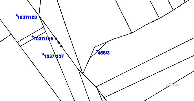 Parcela st. 466/3 v KÚ Krčmaň, Katastrální mapa