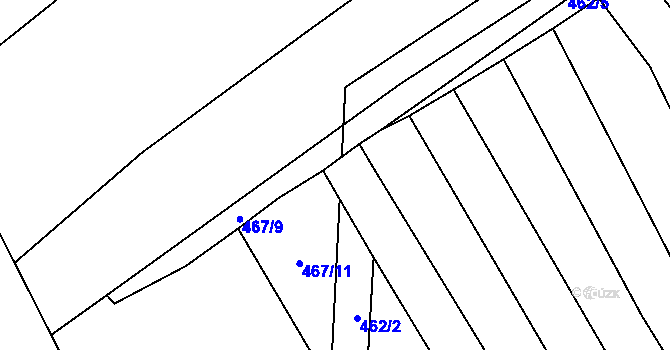 Parcela st. 467/10 v KÚ Krčmaň, Katastrální mapa