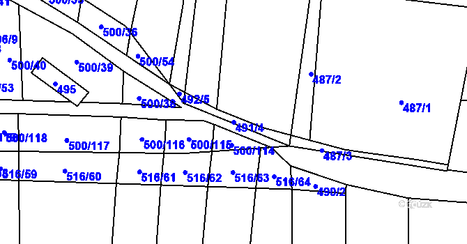 Parcela st. 491/4 v KÚ Krčmaň, Katastrální mapa